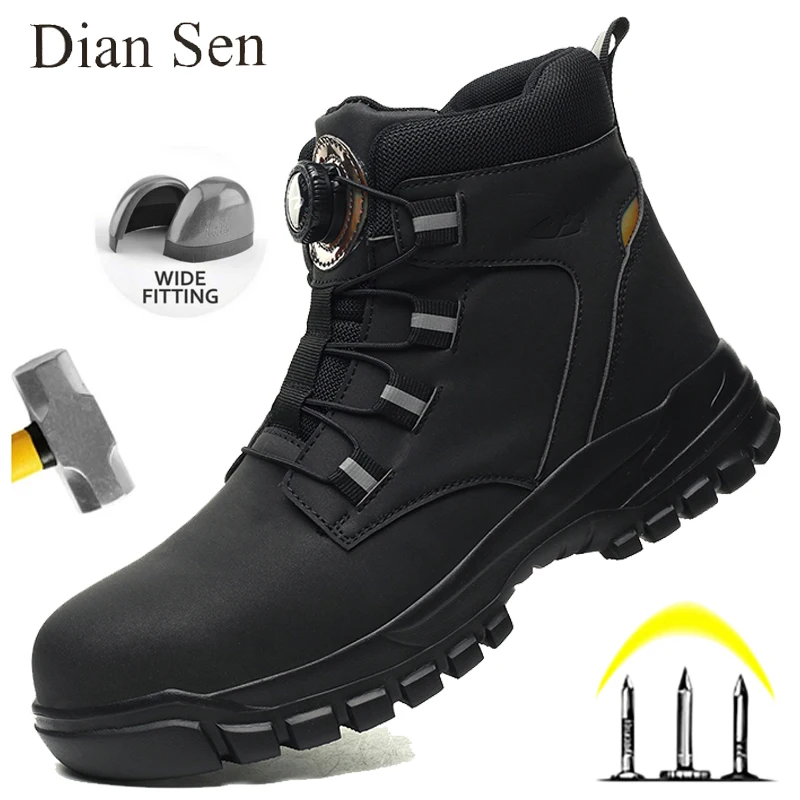 Men's Safety Boots Steel Toe Work Boots Anti-smash and Anti-Punctur Wear-resisting Work Shoes Black Hiking Waterproof Boots