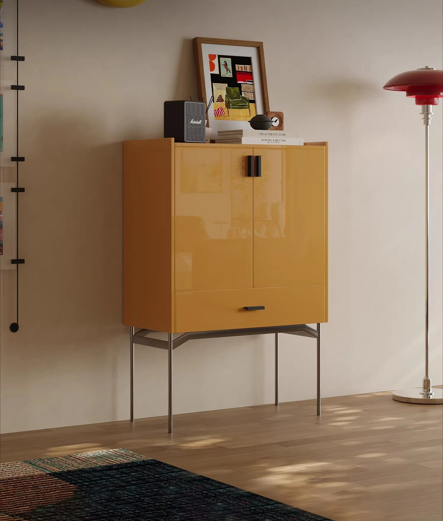 

Italian minimalist paint dining side cabinet household small apartment dining room living room wall designer locker entrance