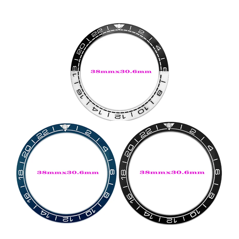 38mm Curved Ceramics Bezel Insert Ring Fits For Seamaster SKX007 Watch Case NH35 NH36 Movement Men's Watch Parts Refit