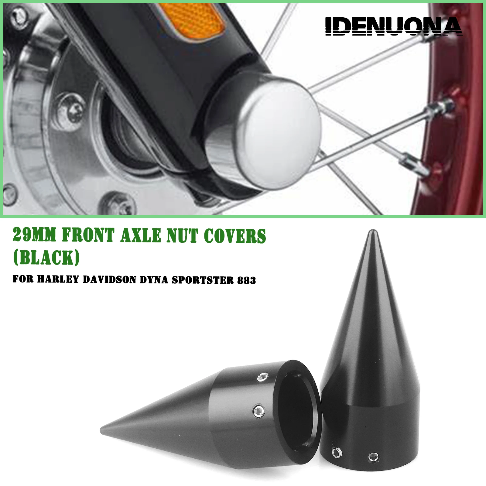 2PCS Motorcycle Front Axle Nut Spike Cover Cap For Harley VRSC Sportster Dyna Softail FLDE