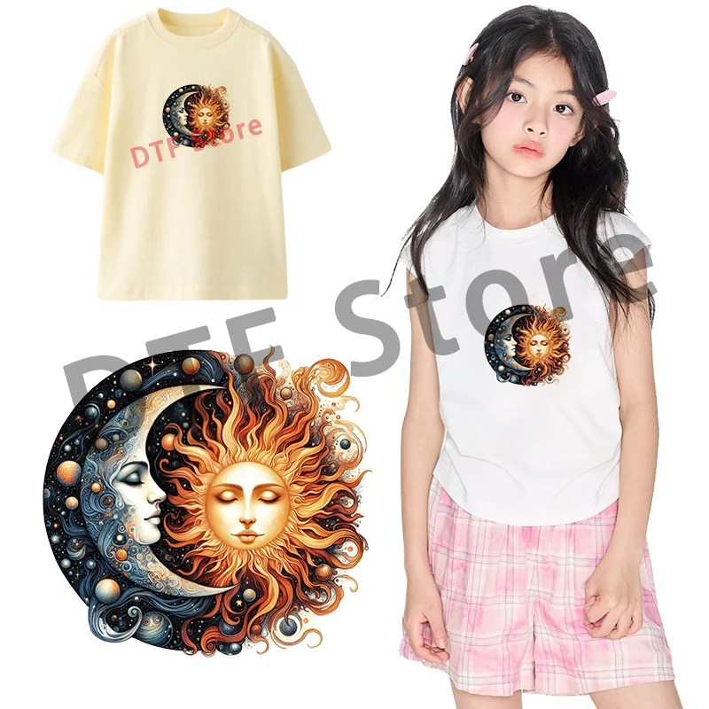 Mysterious Moon Iron On Patch dtf transfers ready to press Heat Transfer Children\'s clothing Iron on transfer Clothes