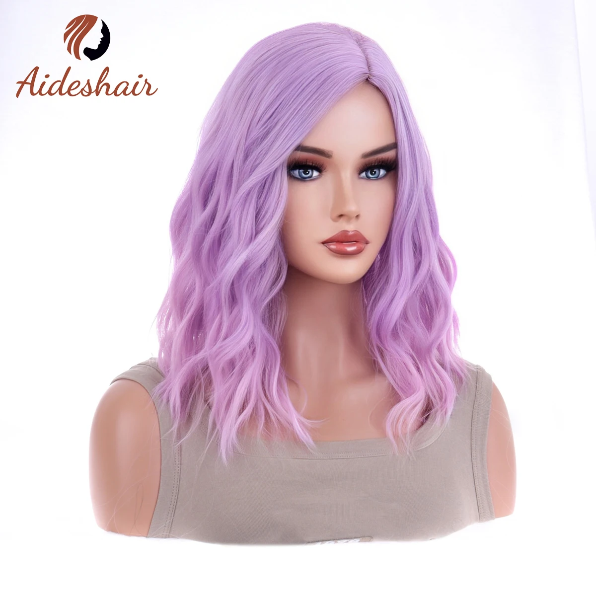 Aideshair Air Fringe silver-grey short wig with mid-split straight hair synthetic heat-resistant fiber wig for daily party use