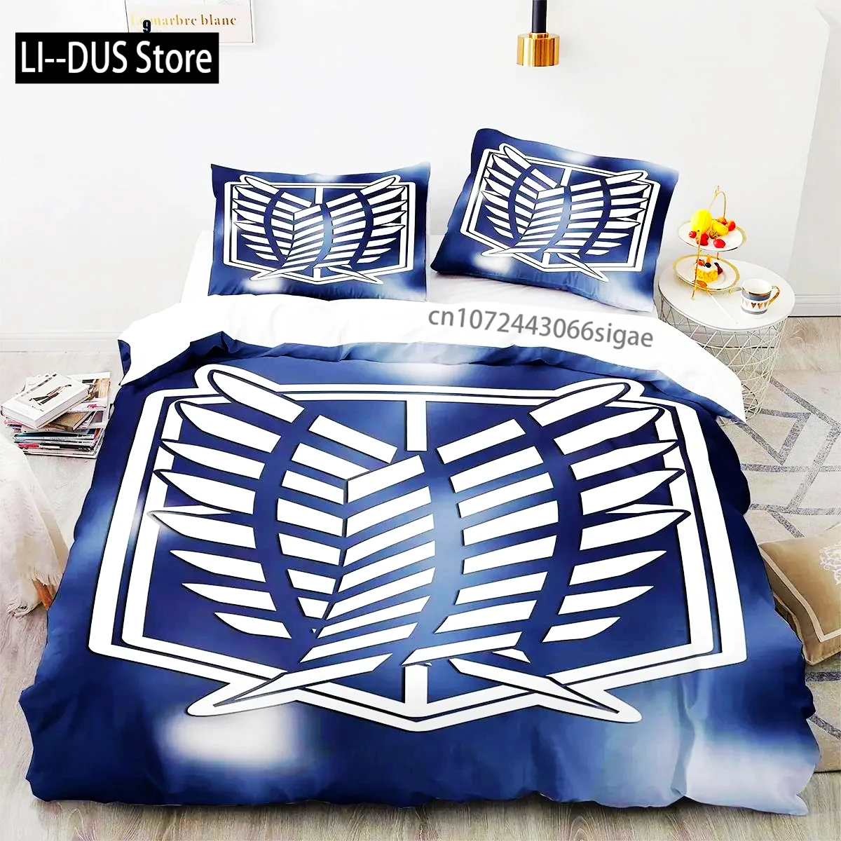 Anime Attack On Titan Logo Bedding Set Boys Girls Twin Queen King Size Duvet Cover Pillowcase Bed Boys Adult Home Textileextile