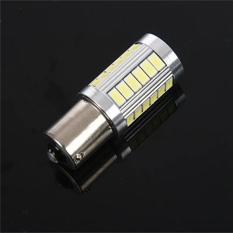 

NEW-3X BA15S 12V White LED Sidelight Indicator Car Light Bulb 1156 P21W Silver 33-LED