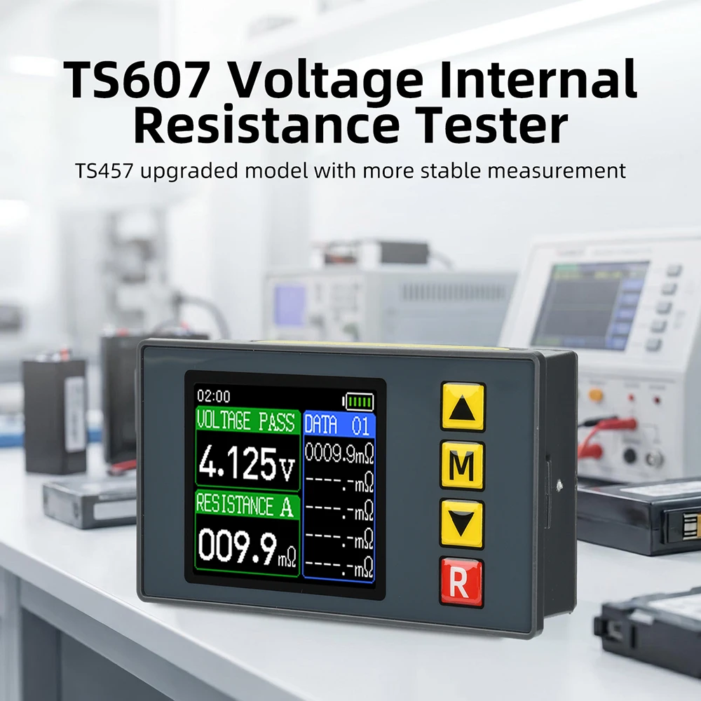 

DC5V TS607 Battery Internal Resistance Voltage Tester 4-Wire AC Test Method 99 Groups Data Record Digital Battery Analyzer