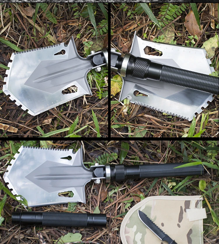 Outdoor multi-purpose shovel compass thickened cut trees and firewood engineer shovel lengthened household shovel multi-purpose