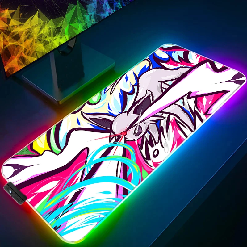 RGB Mouse Pad Pokemon Pikachu Gamer Gaming Accessories Varmilo Keyboard PC Computer Desk Mat Carpet Backlight LED Mousepad xxl