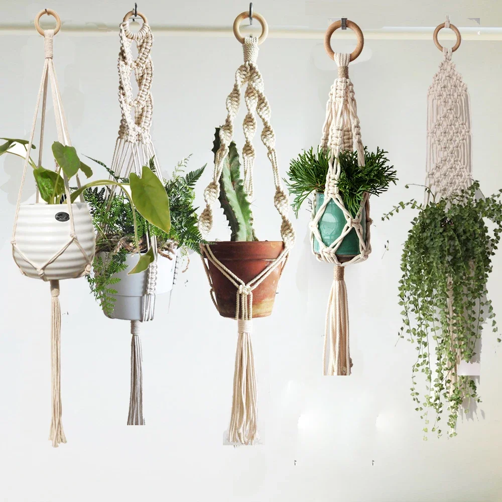 Good quality handmade boho style macrame plant hanger pot holder for home decoration