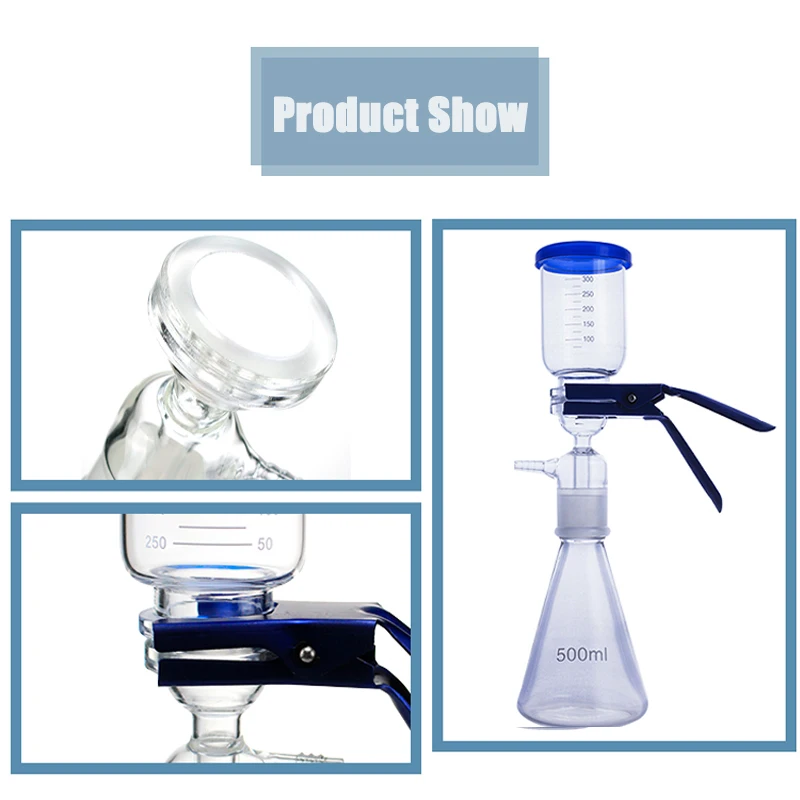 Lab Medical Glassware Vacuum Filtration Membrane Buchner Funnel Flask Sand Core Glass Refilling Bottle Filtering Apparatus Kit