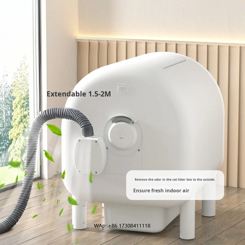 One-click automatic environmentally friendly 68L fresh air cleaning oversized smart cat box with  plastic pet waste tray