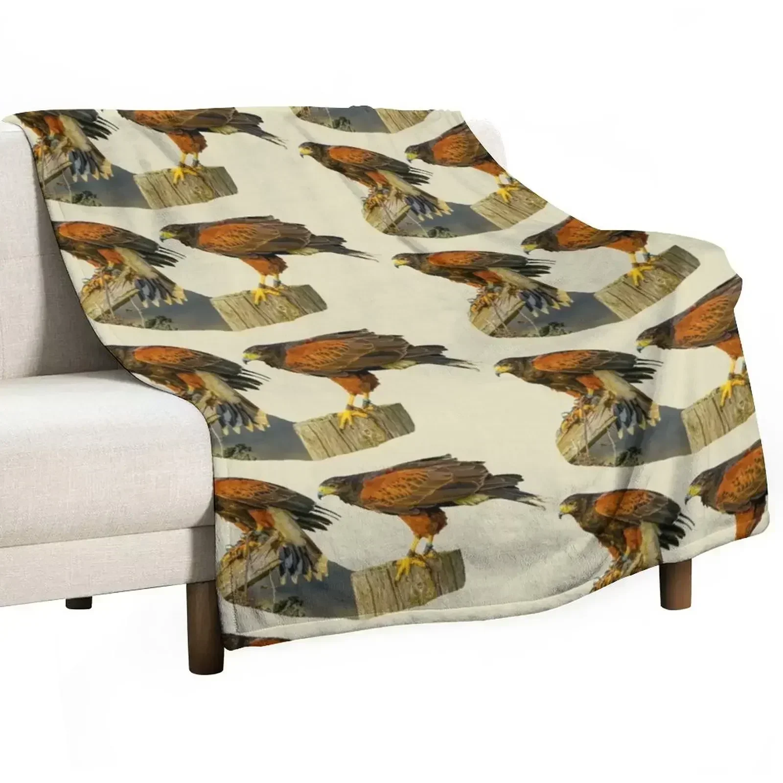 Pair of Harris Hawks awaiting prey Throw Blanket Baby Summer Beddings Plaid Blankets