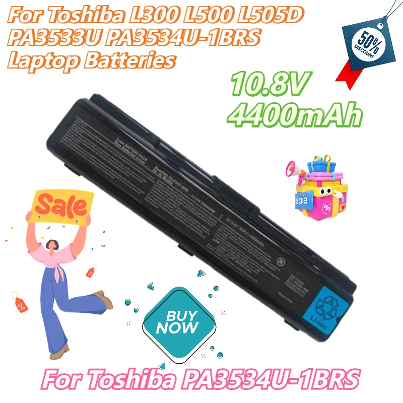 

10.8V 4400mAh for Toshiba L300 L500 L505D PA3533U PA3534U-1BRS Laptop Batteries