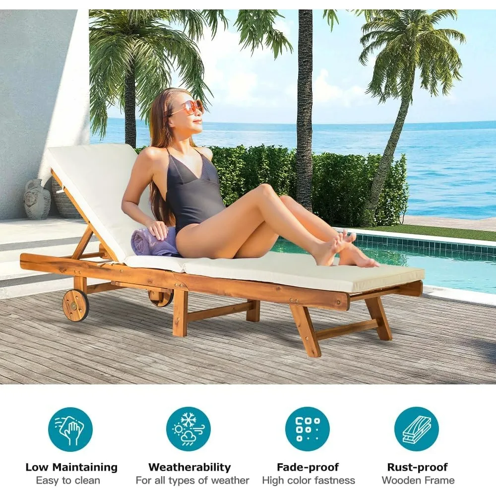 

Wood Chaise Lounge Patio Outdoor Folding Lounge Chair Recliner Portable Sun Lounger with Adjustable Backrest,Foldable Chairs