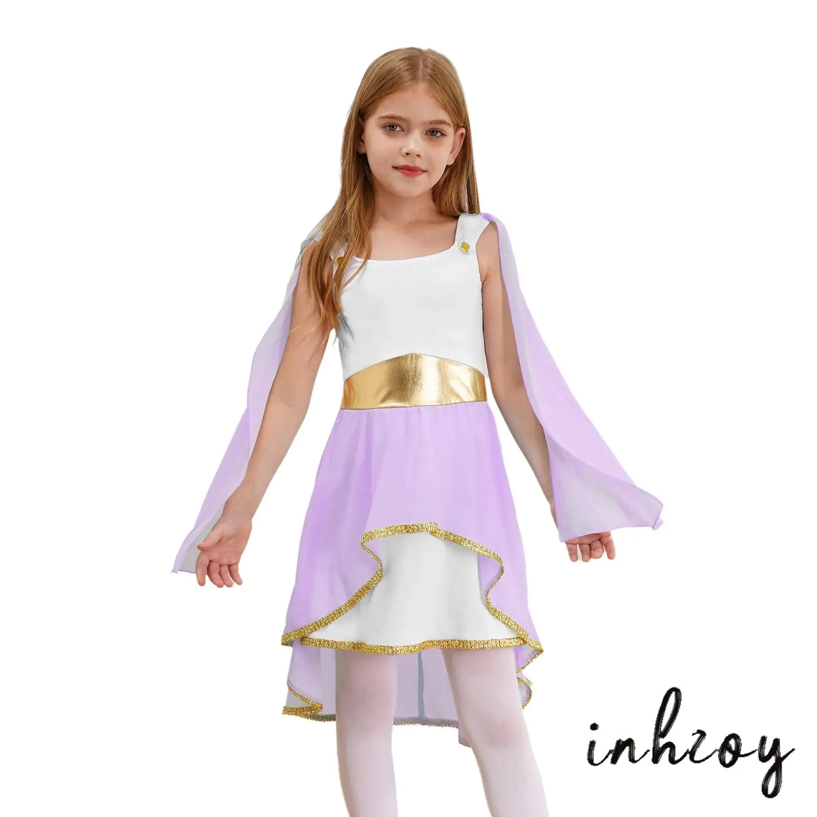 

Masquerade Carnival Halloween Ancient Greek/ Rome Cosplay Robe Costume Kids Girls Flowy Dress Egypt Princess Dress Up Party
