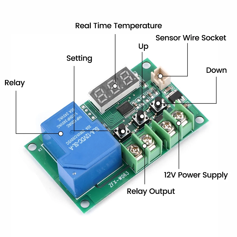 W1209 DC12V Heat Cool Temp Thermostat Control Switch Temperature Controller Thermometer Thermo Controller Relay Output