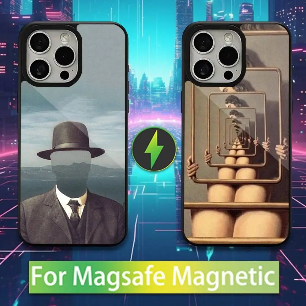 

Art R-Rene M-Magritte Phone Case For iPhone 13,12,11,16,15,17,14,Pro,Max,Plus,Mini, For Magsafe,Magnetic Wireless Charging