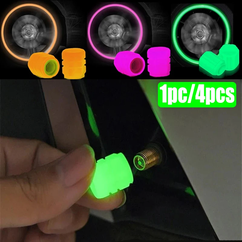 Aydınlık Vana Kapakları Floresan Gece Parlayan Araba Motosiklet Bisiklet Bisiklet Jant Lastik Hub Aydınlık Vana Kök Kapakları Dekorları