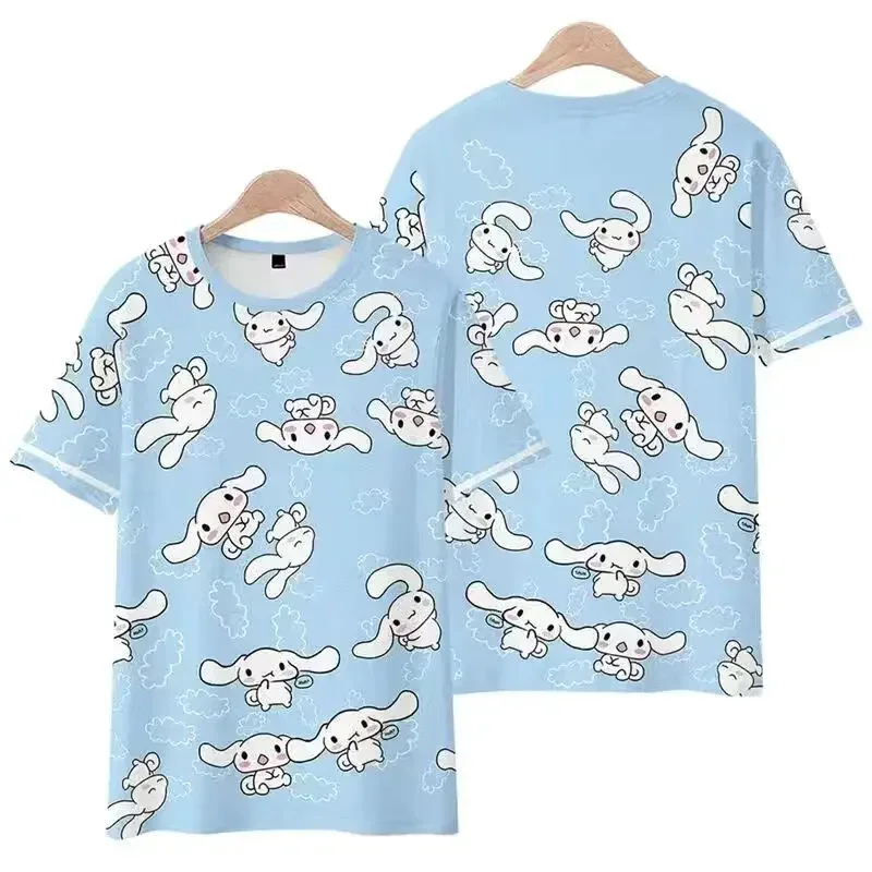 Sanrio Gothic Tee Kuromi Print Unisex Oversized T Shirt Relaxed Summer Beach Short Sleeve T-shirt Cinnamoroll Couple Y2k Top