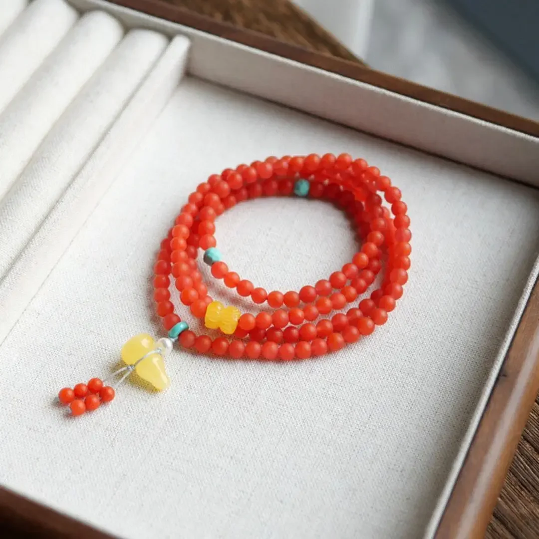 

Mencheese Natural South Red Multi Ring Bracelet Full of Meat, Persimmon Red Multi Ring Bracelet, Xiaomi Beads