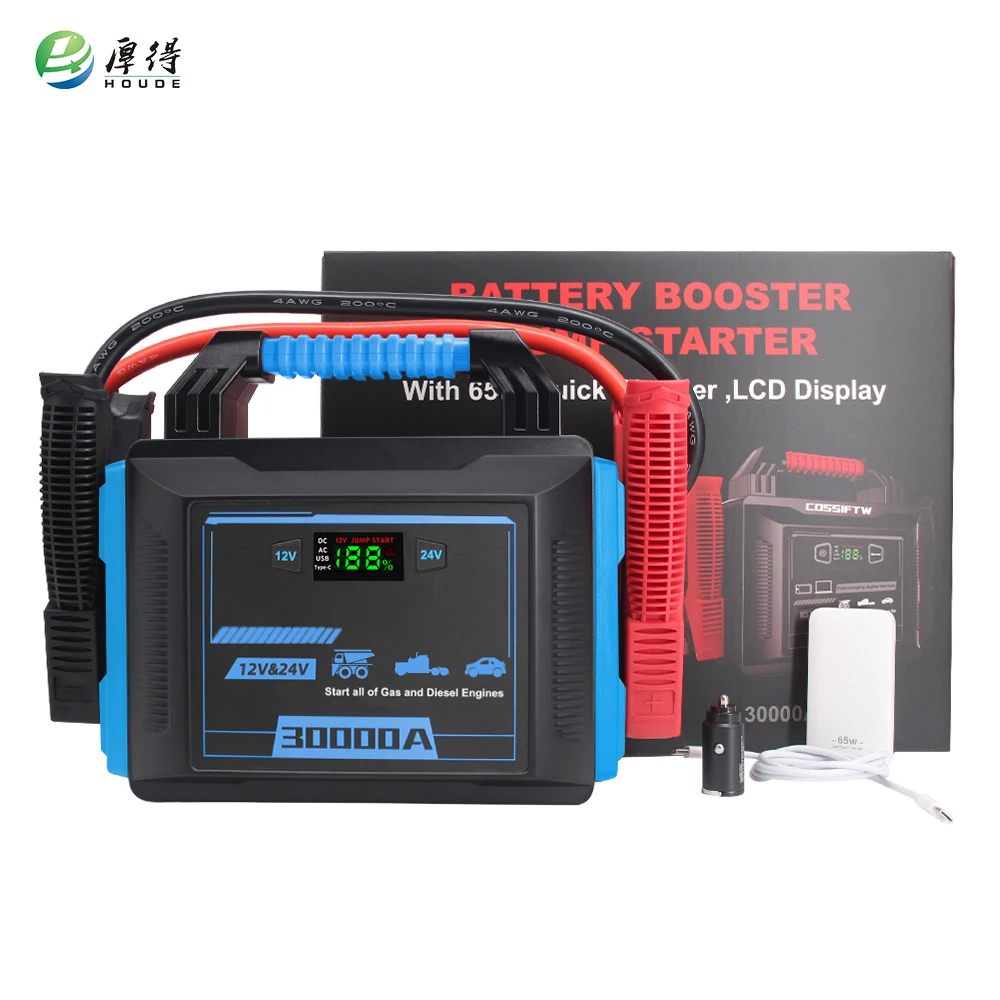 30000A Lithium Jump Starter Battery High Amp Portable Booster COSSIFTW 12V/24V Digital Screen Jump Starter for Car Truck SUV