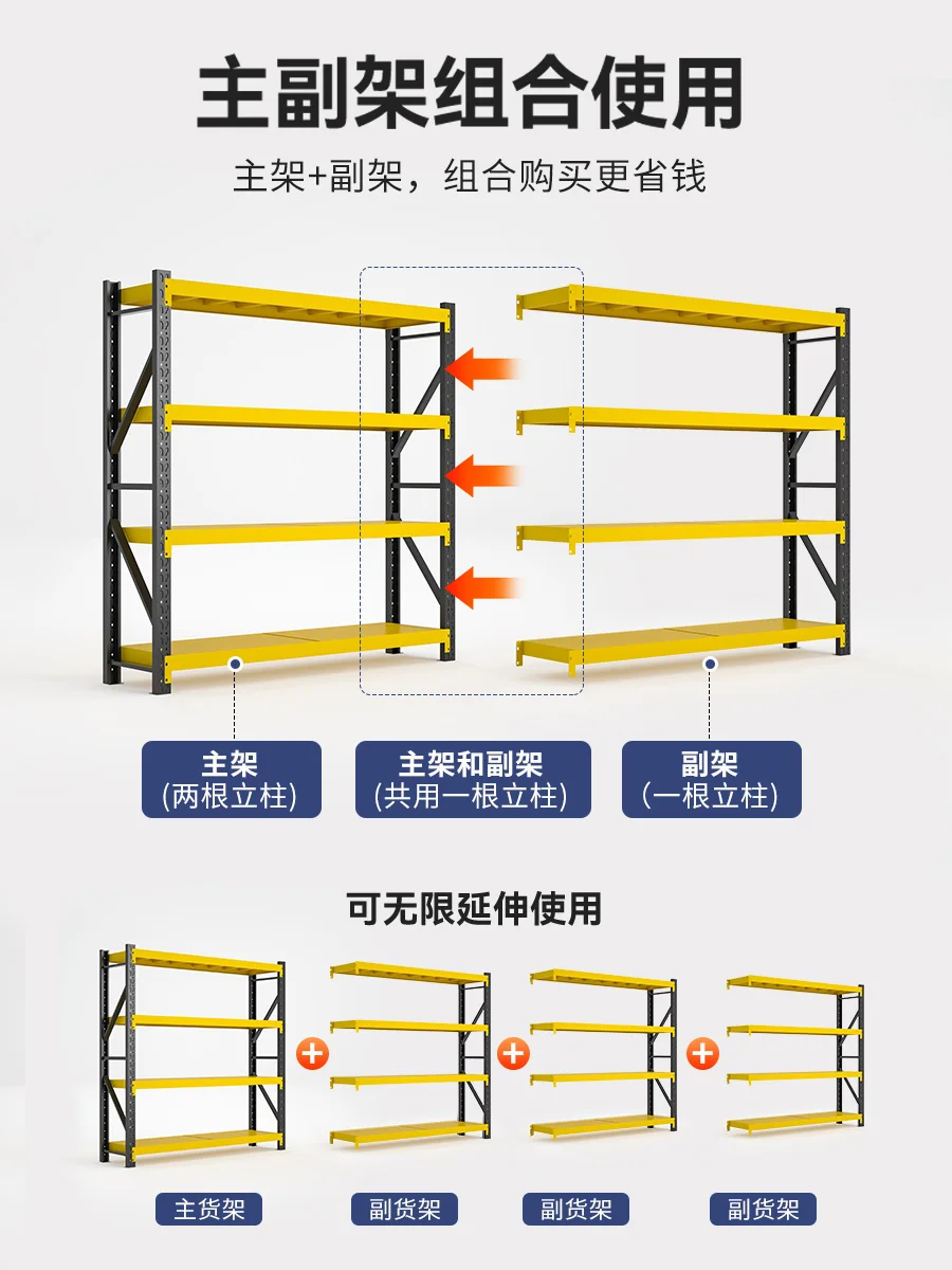 

Storage shelves Multi-layer heavy-duty warehouse cargo shelves Supermarket garage express shelves Household storage storage shel