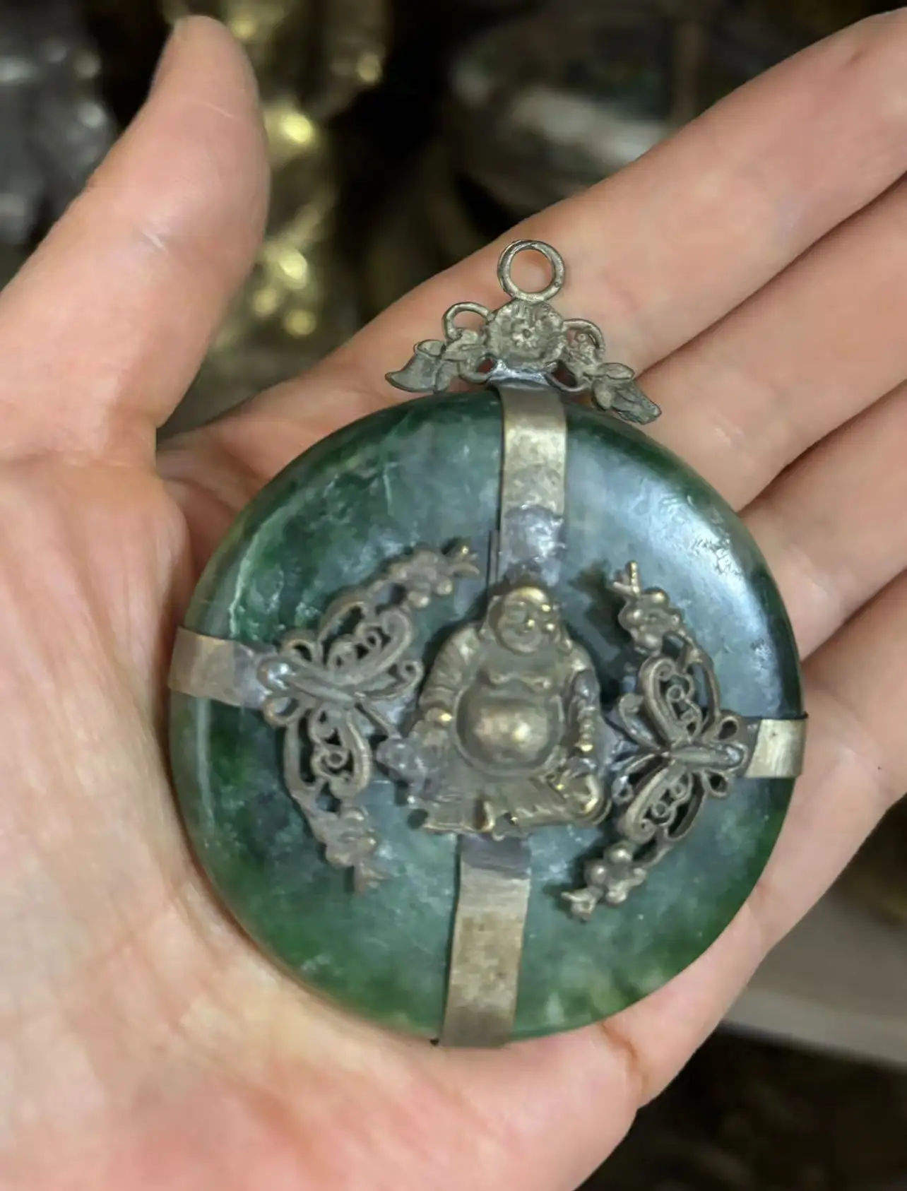 Antique miscellaneous jade and silver Buddha pendants