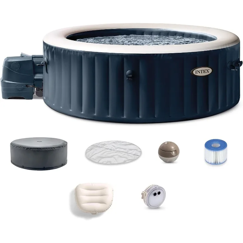 

INTEX PureSpa Plus 6 Person Round Inflatable Hot Tub,Bubble Massage Spa Set with Energy Efficient Cover,2 Headrests,85 inx 28 in