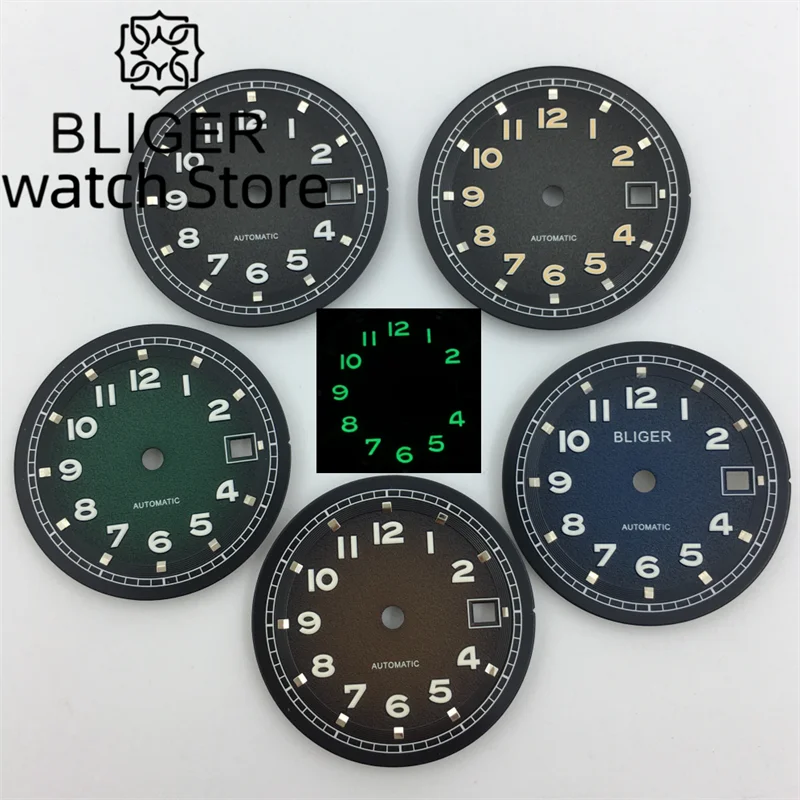 BLIGER 31.5mm dial Luminous watch dial fits ETA 2836 2824 Pearl DG2813 3804 Miyota 8205 8215 Seagull 1612 movement