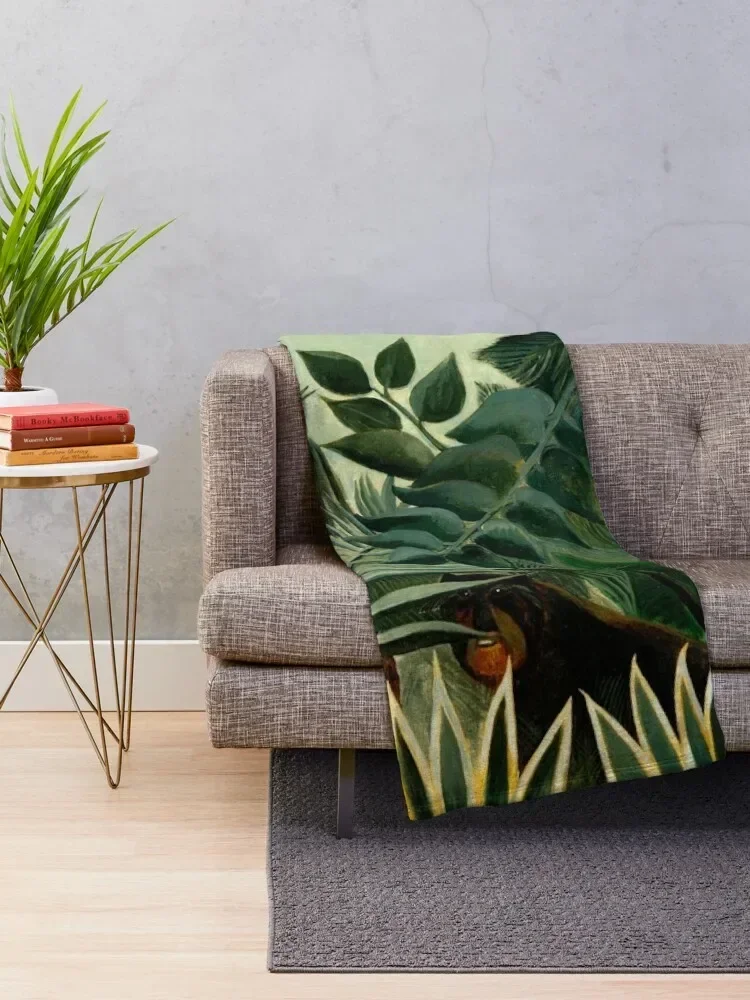 The Equatorial Jungle - Henri Rousseau Throw Blanket Blankets Sofas Of Decoration warm winter Decorative Sofas Travel Blankets