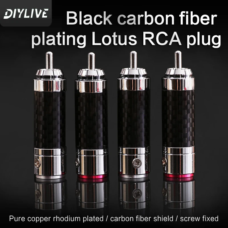 DIYLIVE Furutech CF-102(R) z włókna węglowego rodowane RCA lotus głowy lutowane samoblokujący terminal kabel sygnałowy