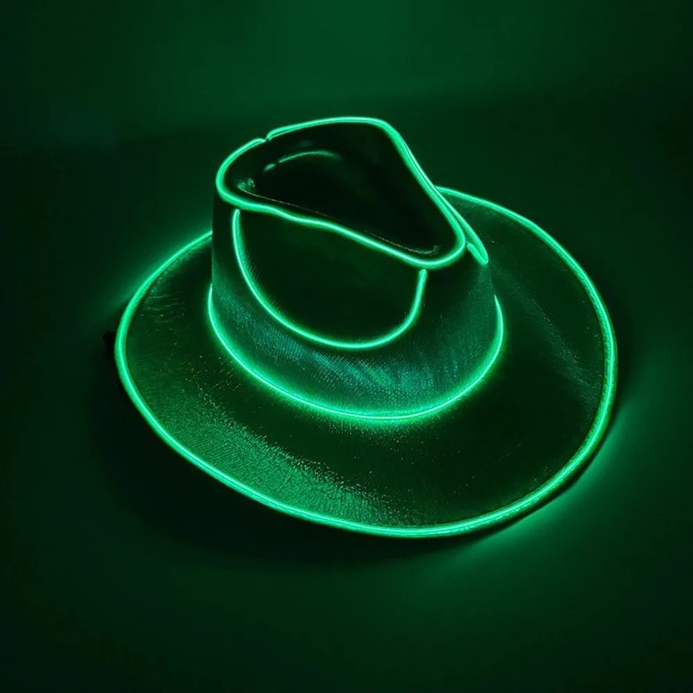 Lights Cowboy Cowgirl Hat with LED Light Up Cap Luminous Western Cowboy Hat for Dancing Party Dress Up Pearlescent Cowgirl Hat view 6