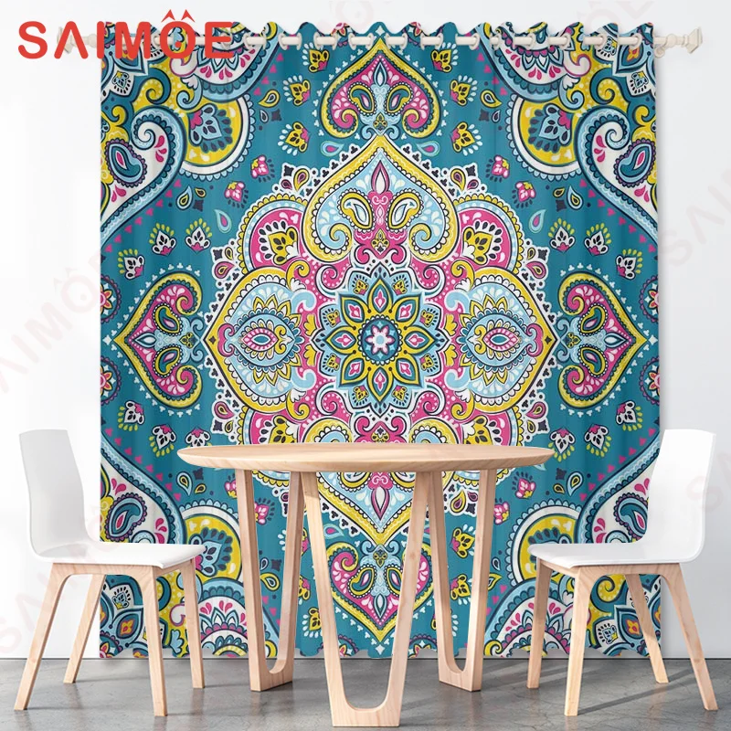 Indian Hippie Mandala Minimalist Window Curtain Bohemian Drapery Bedroom Living Room Kitchenroom Balcony Boho Printing Panels