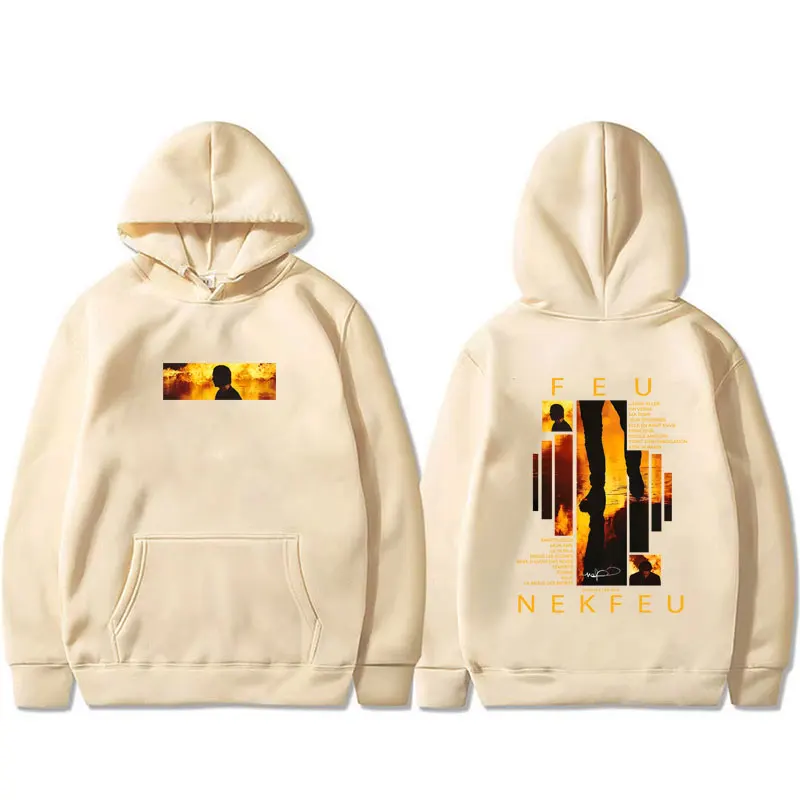 French Rapper Nekfeu Feu Graphic Hoodie Men Women Hip Hop Fashion Pop Music Pullover Man Casual Vintage Fleece Hooded Sweatshirt