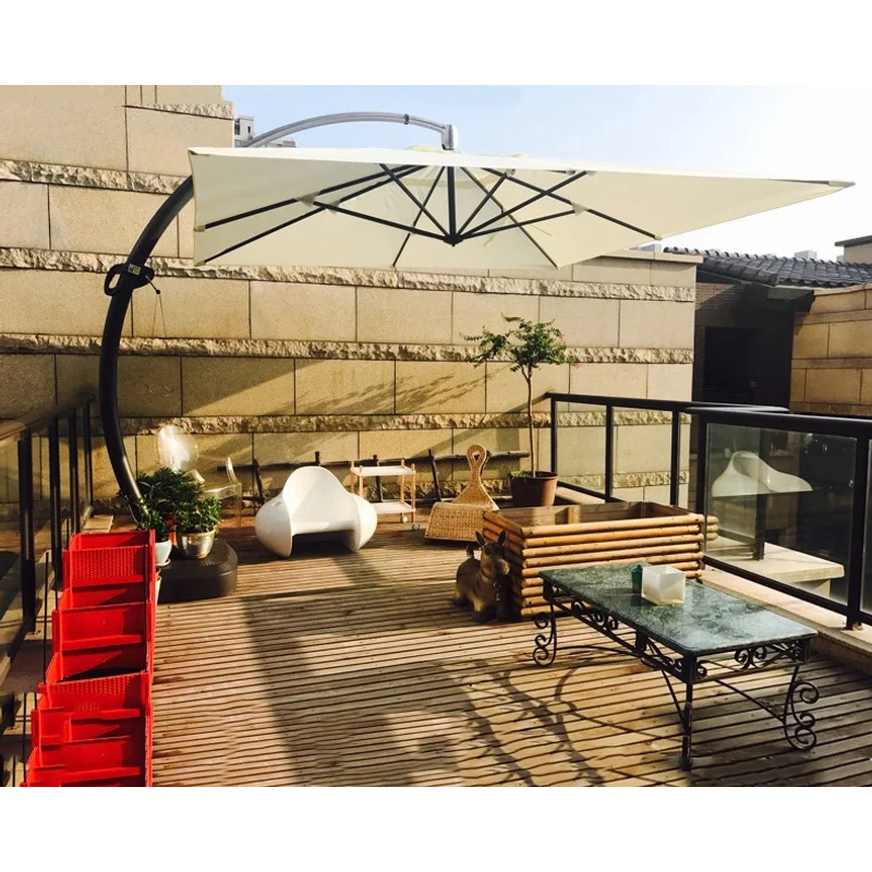 `Commercial Large Roman Umbrella 3.5m Villa European Curved Pole Outdoor Sun Patio Amusement Park Courtyard Garden Parasol