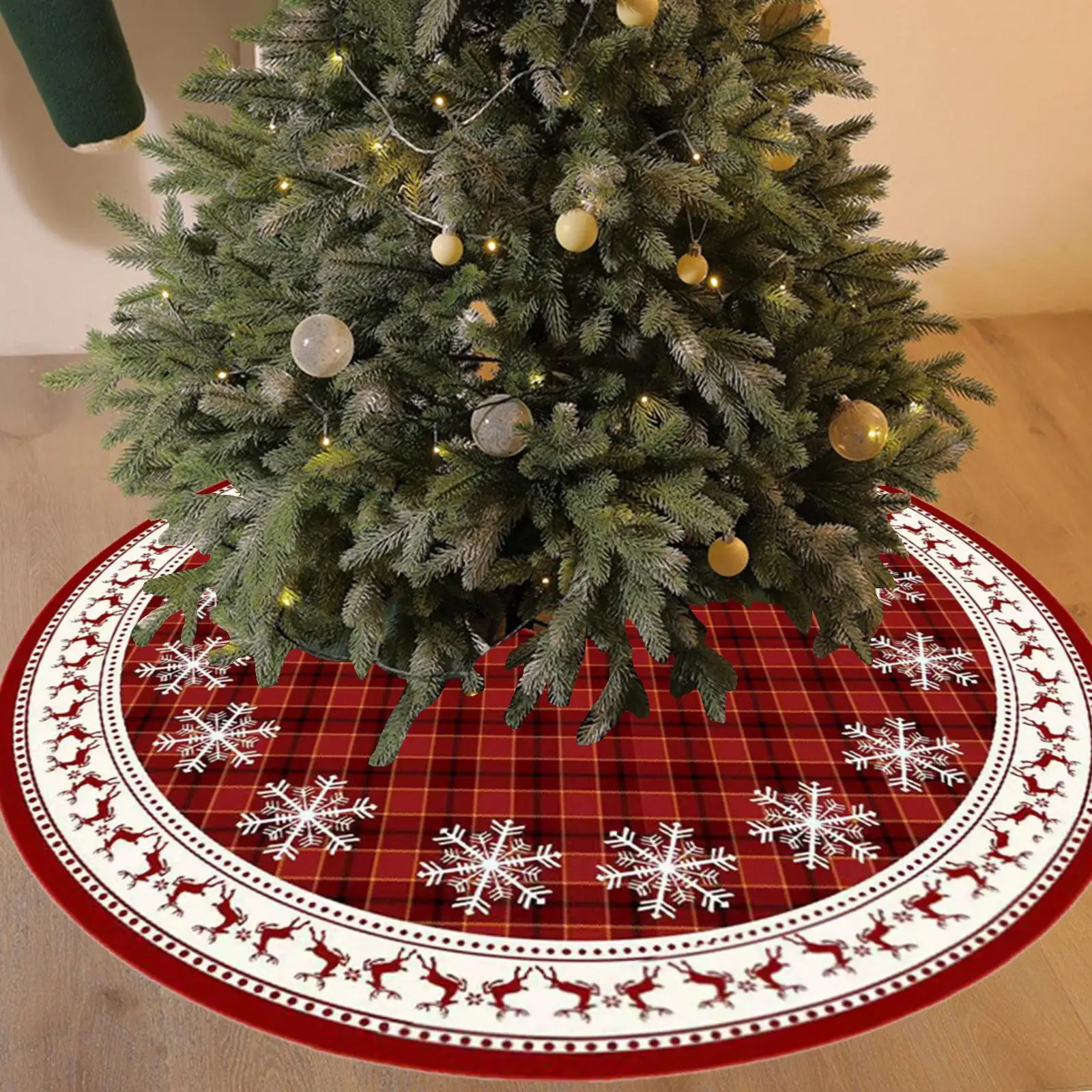 35inch Christmas Tree Skirt Living Room Fireplace Party Xmas Tree Base Cover