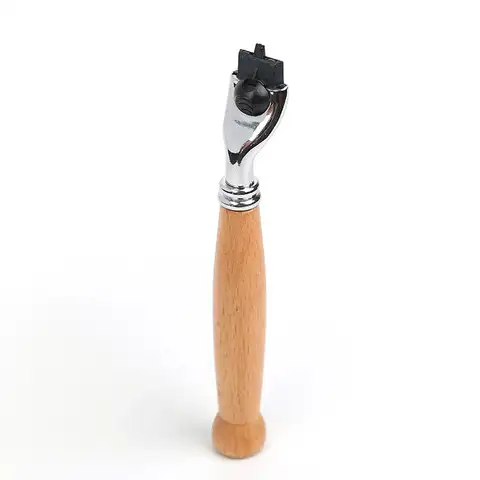 마하 3 면도날용 남성용 수동 면도기 나무 손잡이, 교체 가능한 면도날 홀더