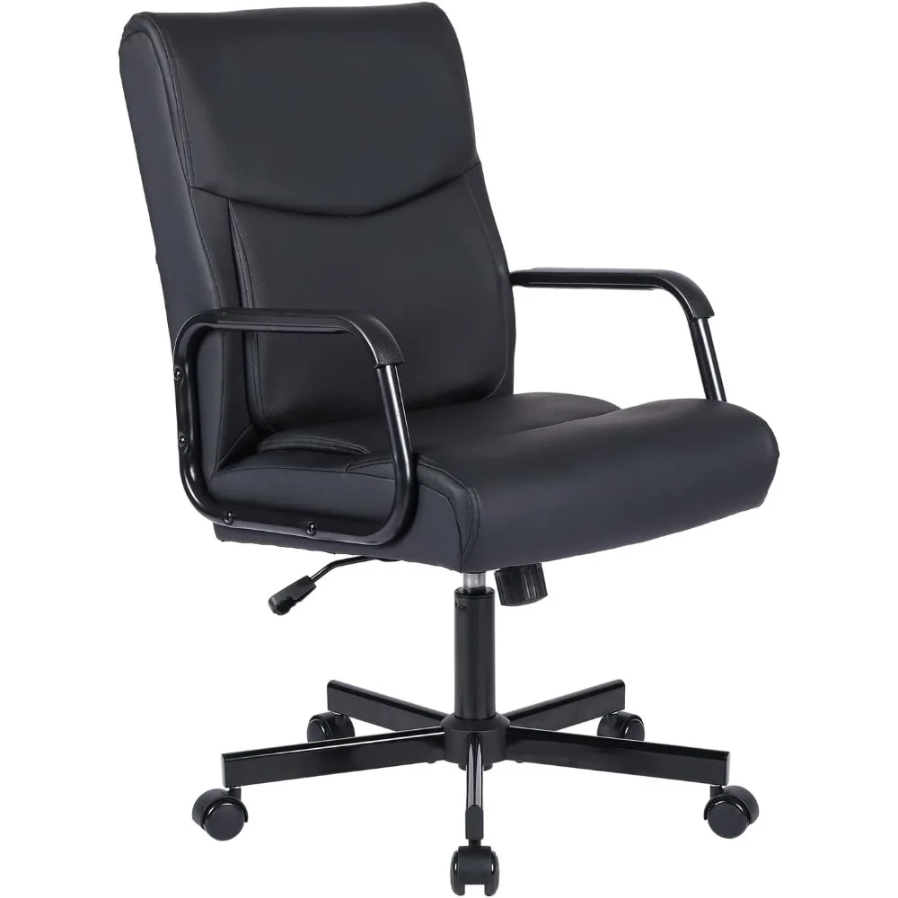 

Mid Back Office Chair, Adjustable PU Leather Executive Office Chairs, Ergonomic Rolling Swivel Task Computer Chairs with Armrest