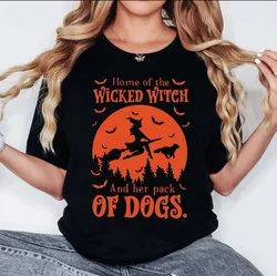 Vintage Home Of The Wicked Witch T-Shirts for Women Vintage Funny Halloween T Shirts Short Sleeve Loose Trendy Cute Fall Holiday