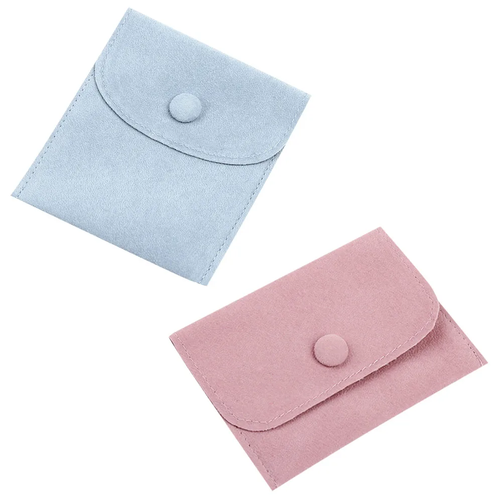 

2pcs Jewelry Bag Mini Storage Flannel Ornaments Pouch Wallet Fabric Necklace Bags Gift Purse Travel Durable Snap