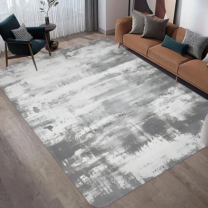 Solid Vintage Area Rug Distressed Abstract Non-Slip Carpet Minimalist Modern Home Decor Floor Mat for Living Room Bedroom
