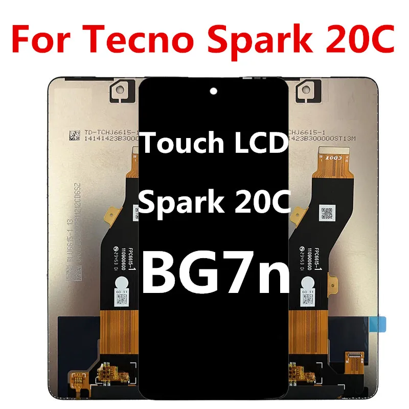 For Tecno Spark 20C BG7N LCD Screen Display And Touch Screen Glass Panel Assembly Tecno BG7n LCD Complete Replacement Parts