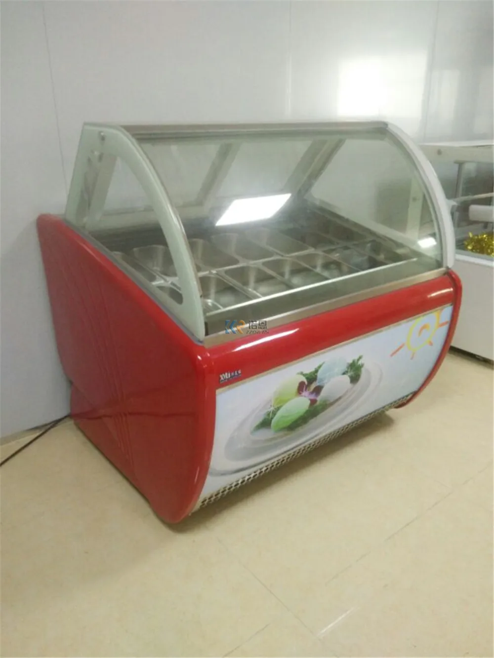 New Design 14 Trays Commercial Gelato Ice Cream Fridge Mini Chest Ice Cream Display Showcase Refrigerator Freezer