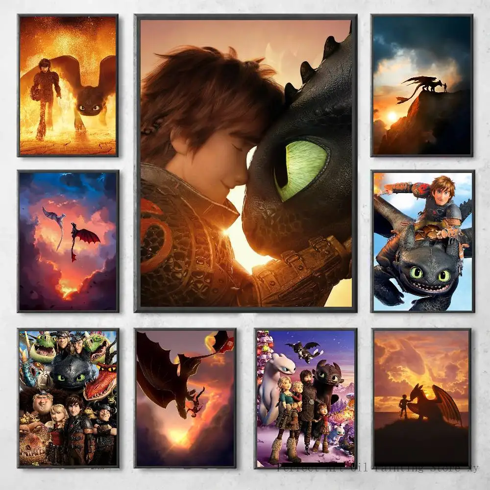 Póster de cómo entrenar a tu dragón, arte autoadhesivo, pegatina de papel impermeable, decoración de pared de habitación, cafetería, Bar, 1 ud.