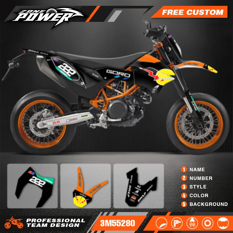 Powerzone Graphics Motorcycle Decal Sticker Deco Kits For SMC-R 690 2012 2013 2014 2015 2016 2017 2018 Customized Number 12