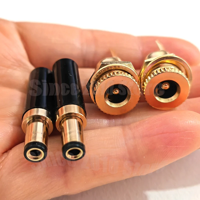 Cltgxdd 1 Stück Kupfer Vergoldeter DC5.5 * 2.1/2.5 DC099 20A Hochstrom-DC-Stromanschluss DIY Schweißdraht DC-Buchsenstecker – Detail 14