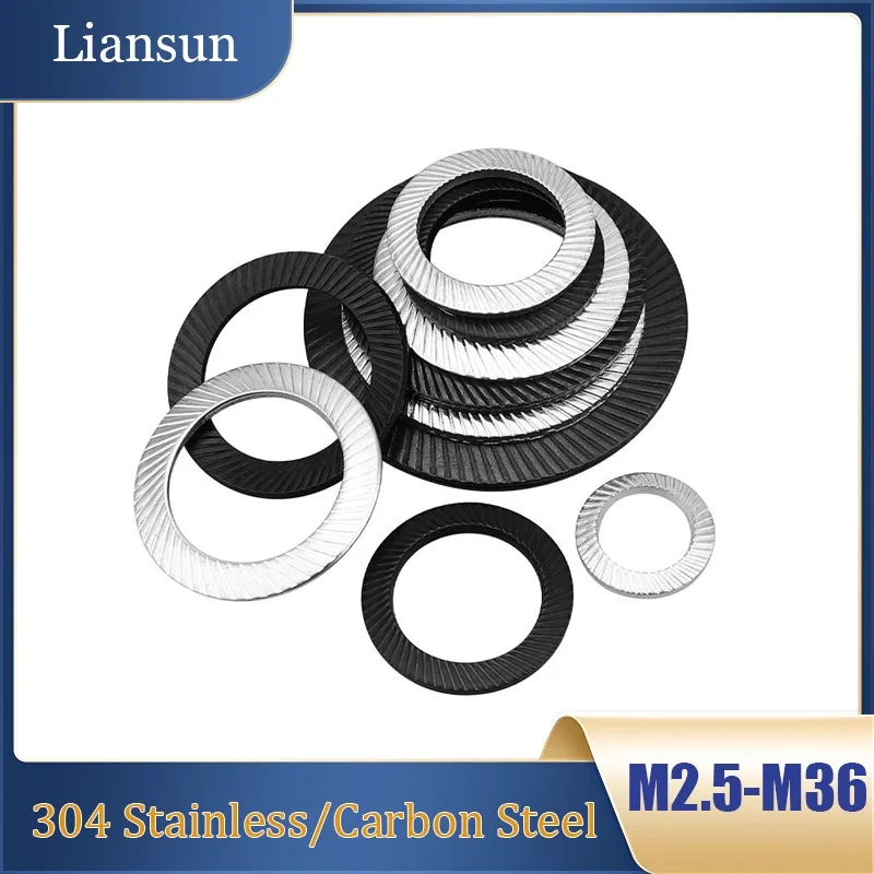 

Disc Spring Serrated Lock Washer Knurled Elastic Gasket M2.5 M3 M4 M5 M6 M8 M10 M12 M14 - M36 304 Stainless Steel Lock Washer