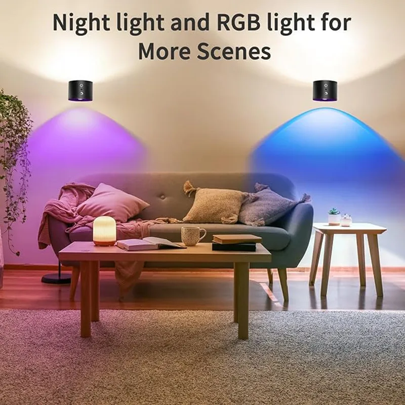 9 Colors 360° Rotation Wall Lamp Mounted Night Lights RGB LED Up Down Remote Rechargeable Wireless Reading Bedroom White Lamp