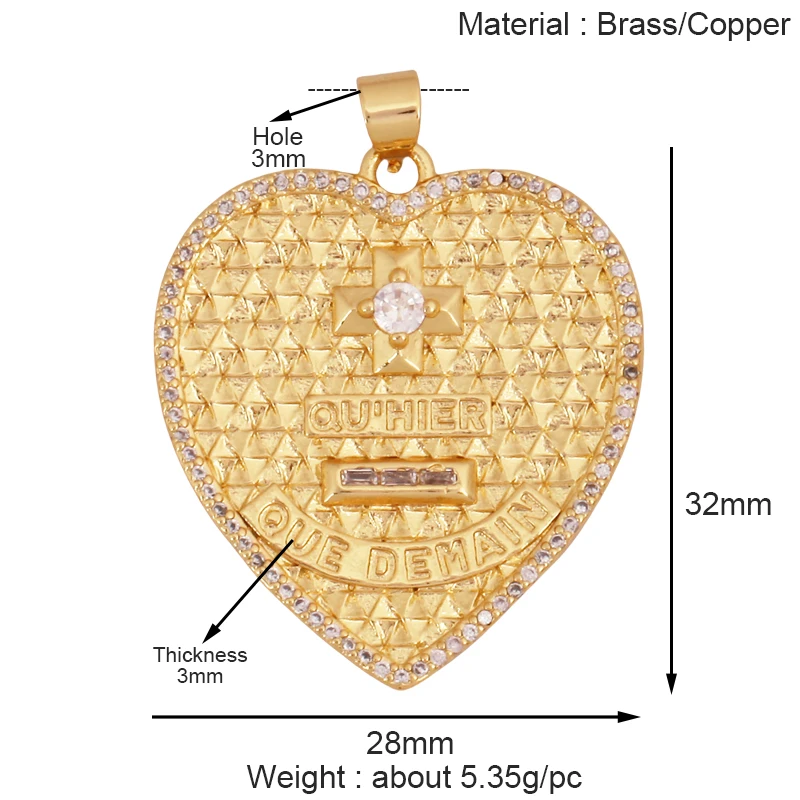 Mode Bunte Zirkon Brenn Liebe Herz Charm Anhänger, Echt 18K Gold Überzogene Halskette Armband DIY Handgemachten Schmuck Liefert S26 – Detail 25