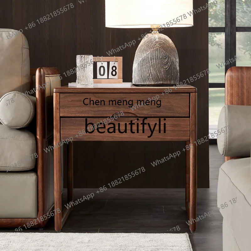 

Q178 Solid wood living room, North American black walnut edge, Nordic log square table with drawers