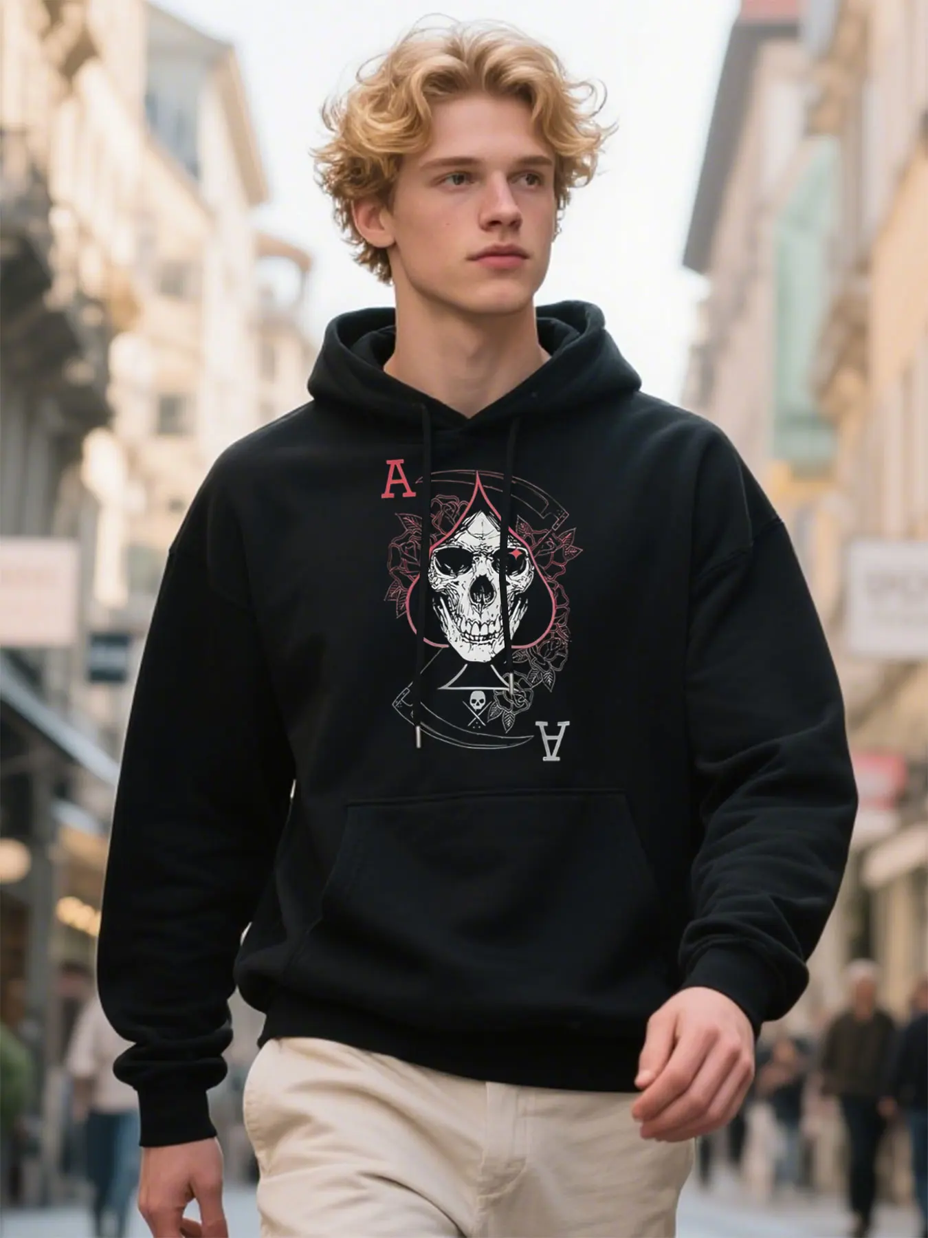 

​Men's Comfort Hoodie With Keep It Quiet Gothic Logo, Soft Fleece Fabric For Sports Outing, Thanksgiving Gift​